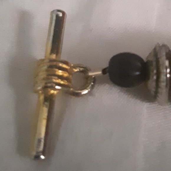 Purple Glass Black Silver Tone Beads Toggle Bracelet - Picture 4 of 9